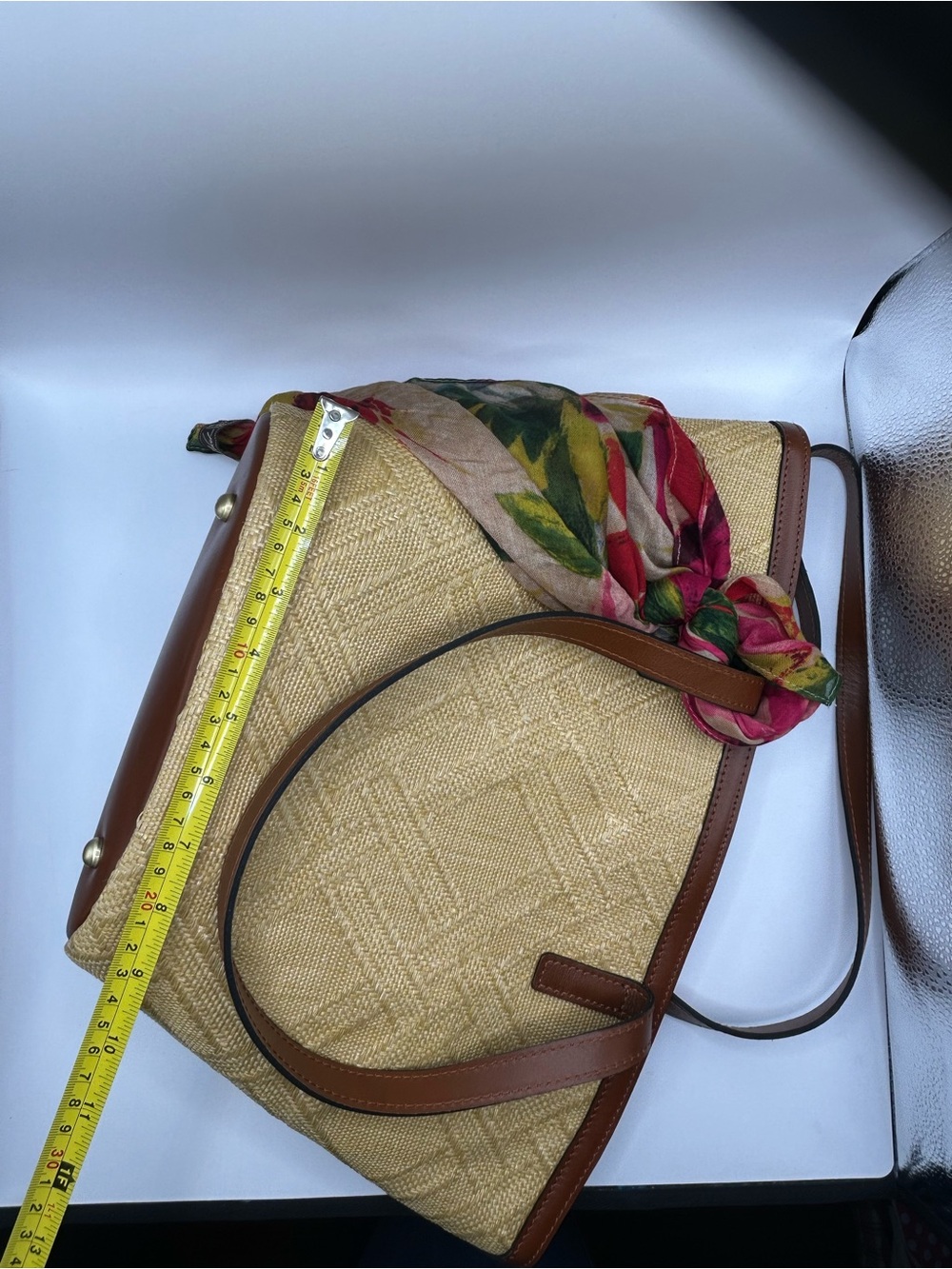 Patricia Nash Marconia Woven Tote with Floral Scarf - Picture 10 of 11